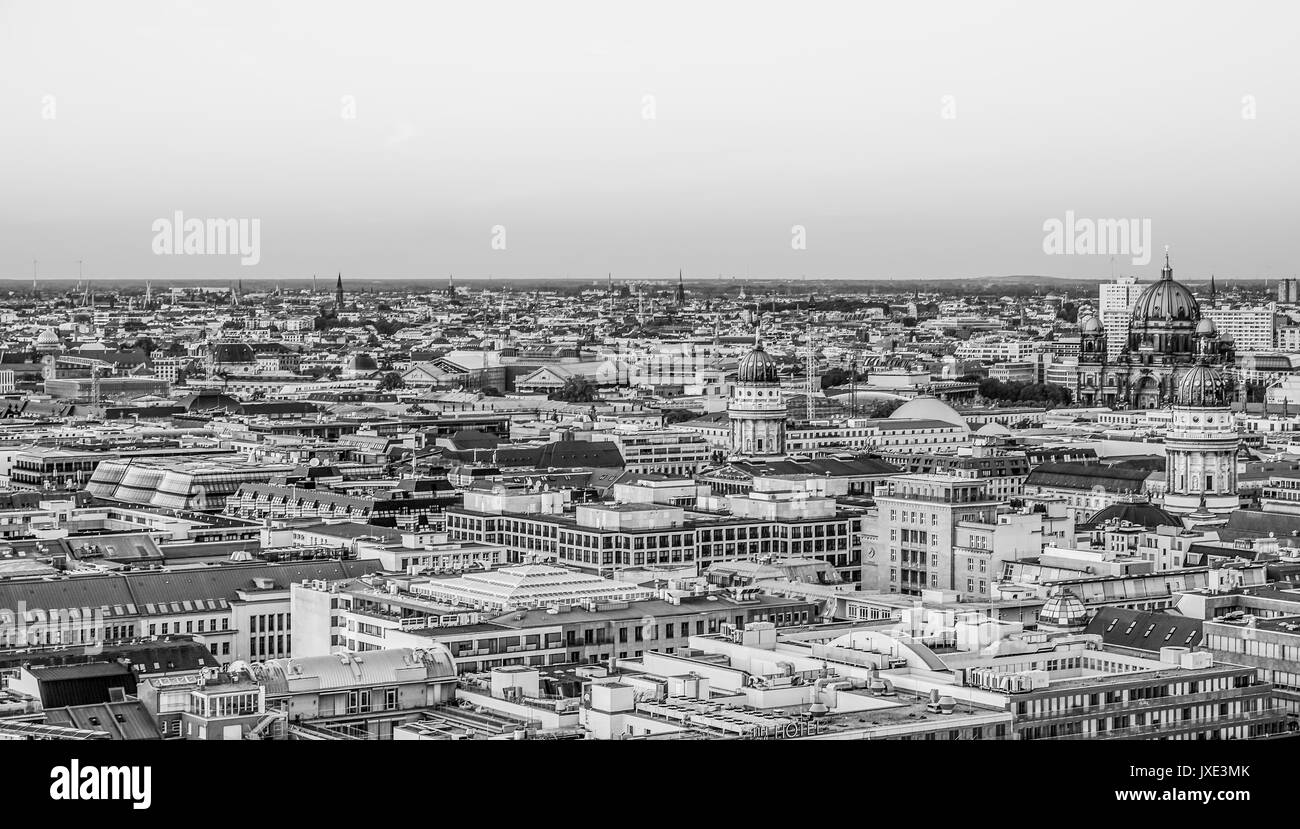 Aerial view of the city of berlin in germany deutschland Black and ...