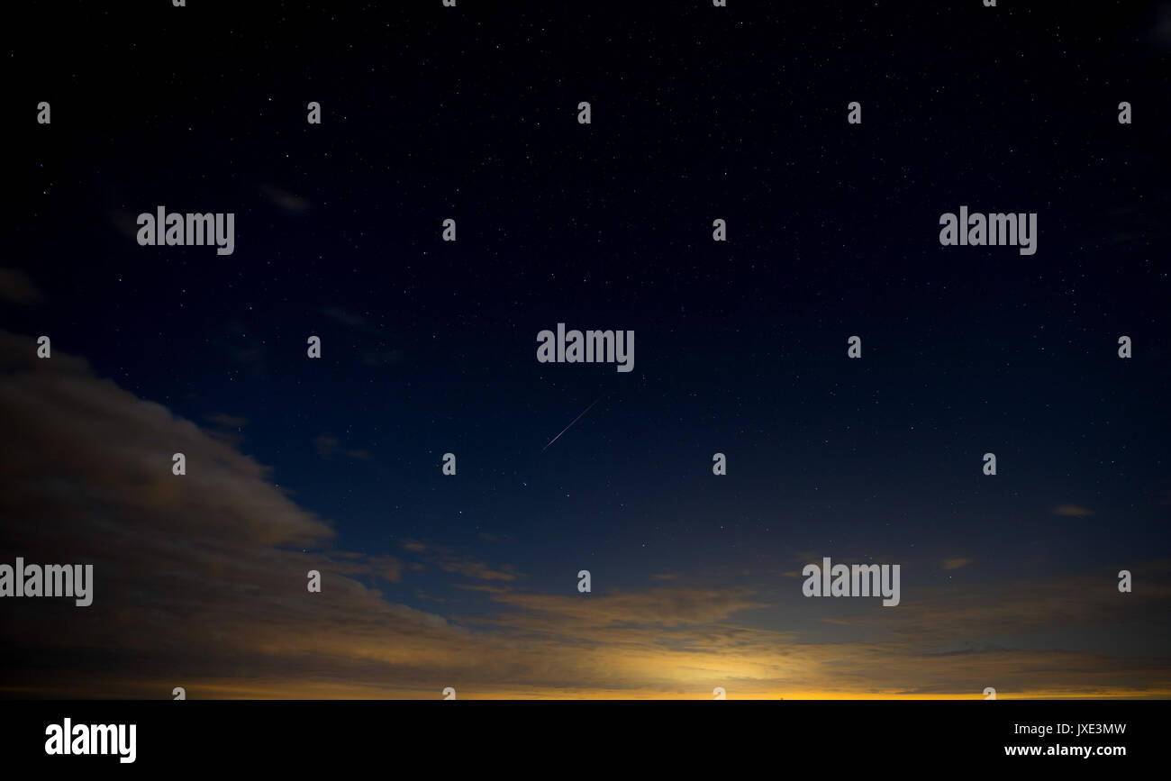The Perseid meteor shower seen above West Sussex early on Sunday