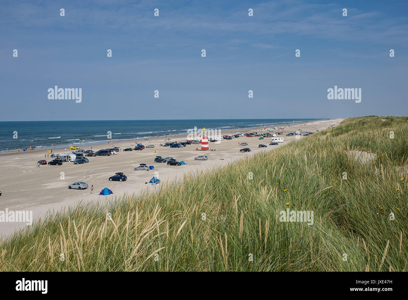 Henne Strand, beach open to automobiles in the South of Denmark Stock Photo