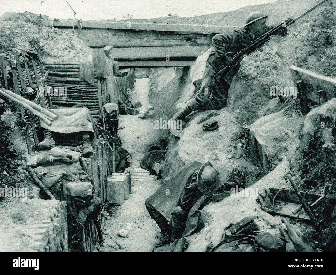 The lookout, trench at Ovillers, Somme, WW1 Stock Photo