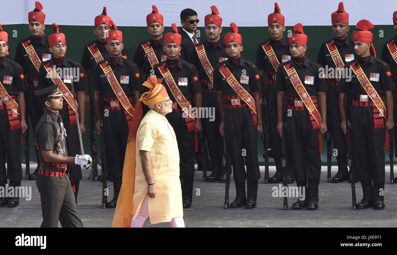 New Delhi India 15th Aug 2017 Prime Minister Narendra Modi New Delhi India 15th Aug 2017 Prime Minister Narendra Modi