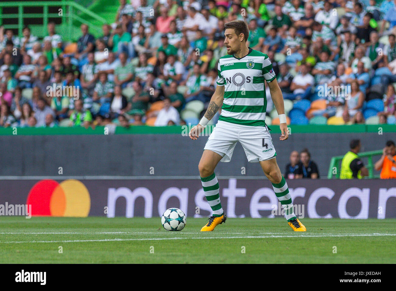 Lisbon, Portugal. 15th Aug, 2017. Steauas forward from Romania Denis Alibec  (7) in action during the game Sporting CP v FC Steaua Bucuresti Credit:  Alexandre Sousa/Alamy Live News Stock Photo - Alamy