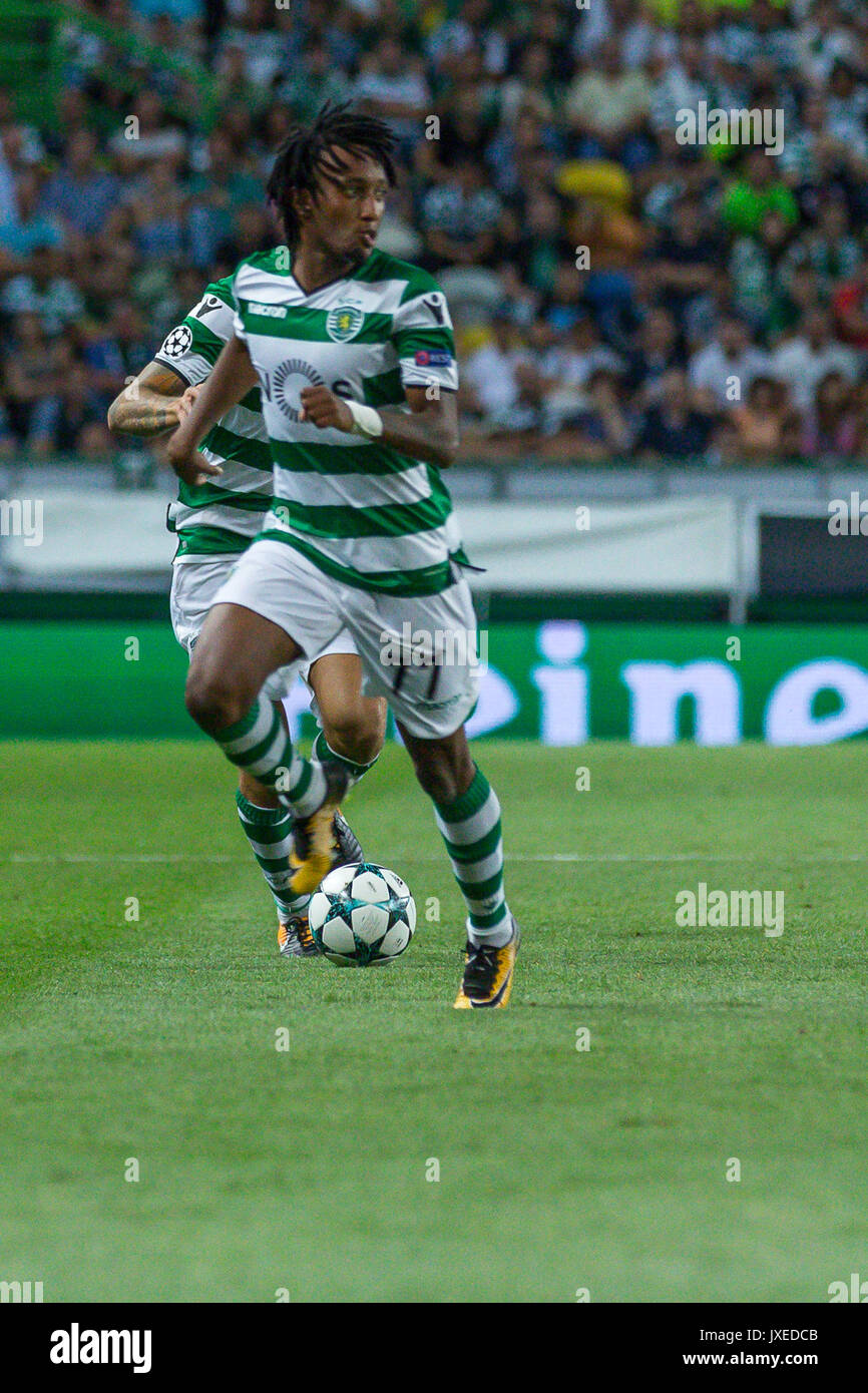 Lisbon, Portugal. 15th Aug, 2017. Steauas forward from Romania Denis Alibec  (7) in action during the game Sporting CP v FC Steaua Bucuresti Credit:  Alexandre Sousa/Alamy Live News Stock Photo - Alamy