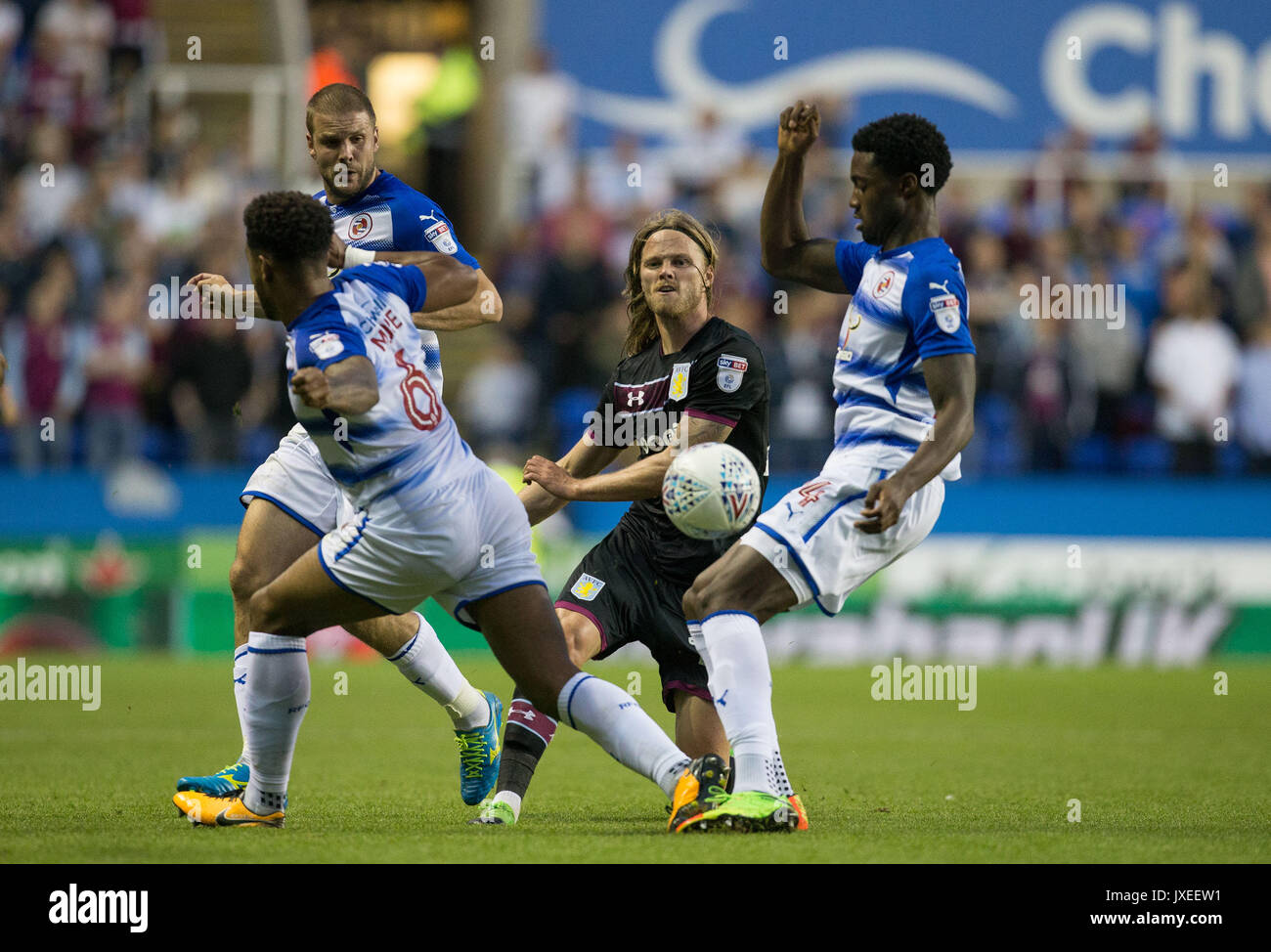 Reading, UK. 15th Aug, 2017. Birkir Bjarnason of Aston Villa during the Sky Bet Championship match between Reading and Aston Villa at the Madejski Stadium, Reading, England on 15 August 2017. Photo by Andy Rowland / PRiME Media Images. **EDITORIAL USE ONLY FA Premier League and Football League are subject to DataCo Licence. Credit: Andrew Rowland/Alamy Live News Stock Photo
