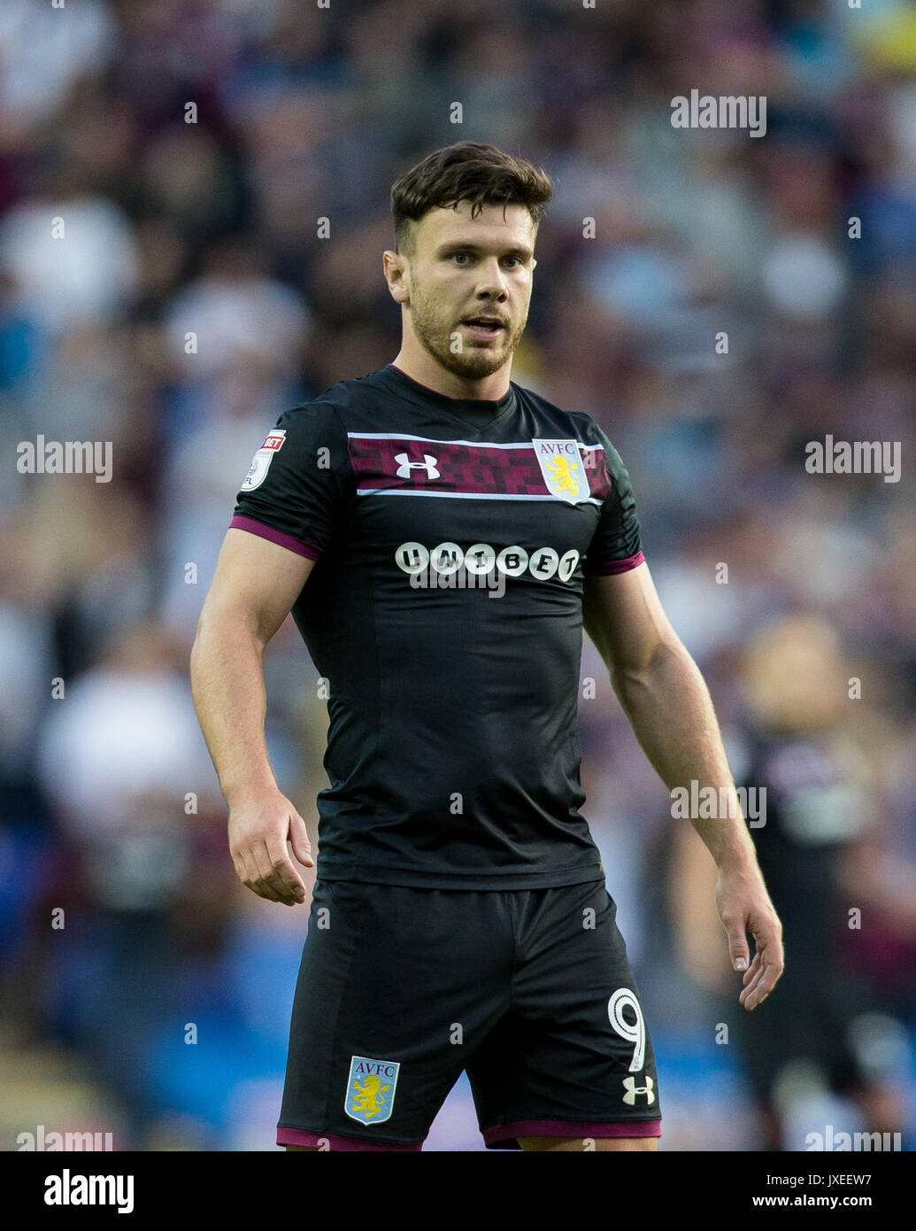 Reading, UK. 15th Aug, 2017. Scott Hogan of Aston Villa during the Sky Bet Championship match between Reading and Aston Villa at the Madejski Stadium, Reading, England on 15 August 2017. Photo by Andy Rowland / PRiME Media Images. **EDITORIAL USE ONLY FA Premier League and Football League are subject to DataCo Licence. Credit: Andrew Rowland/Alamy Live News Stock Photo
