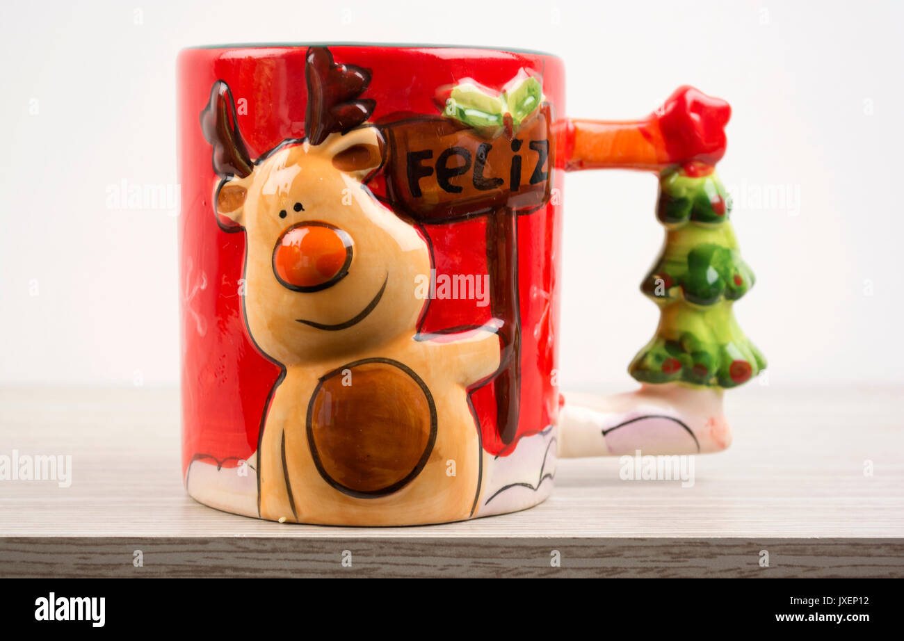 Christmas hot chocolate mug. Stock Photo