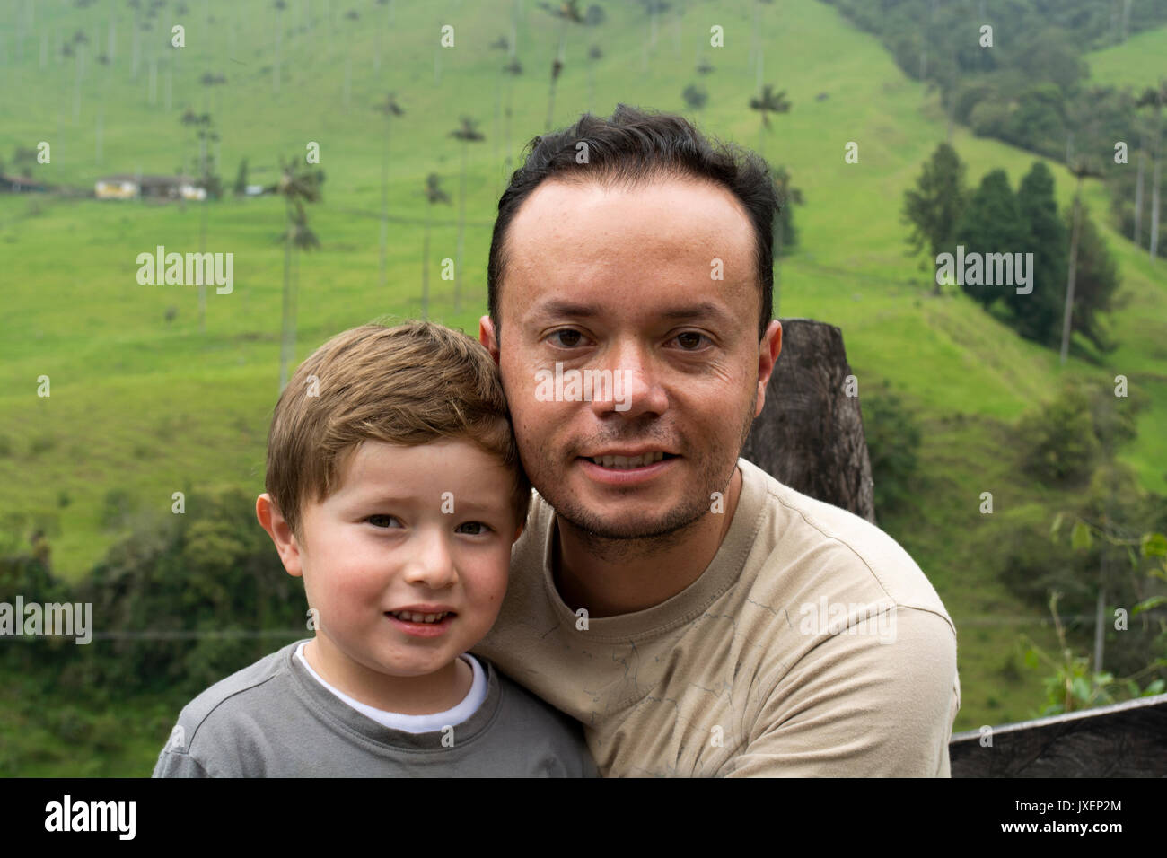 Good looking single, parent father and boy. Stock Photo