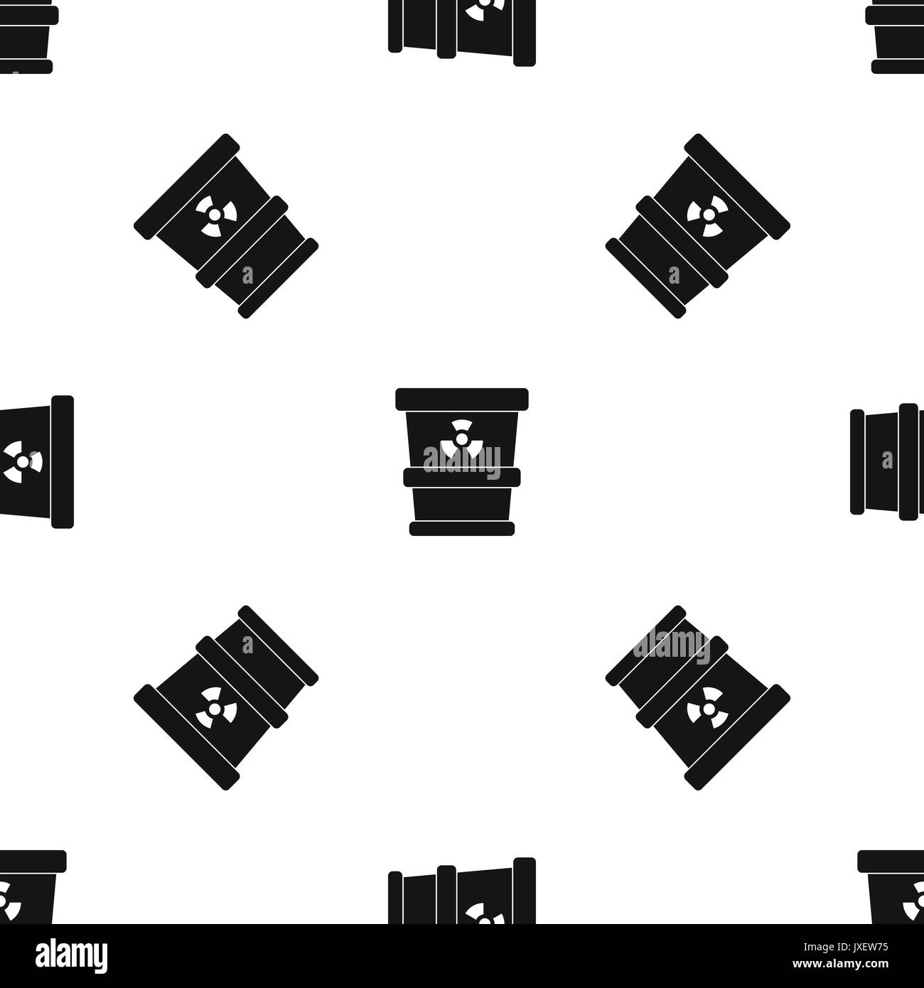 Trashcan containing radioactive waste pattern seamless black Stock Vector