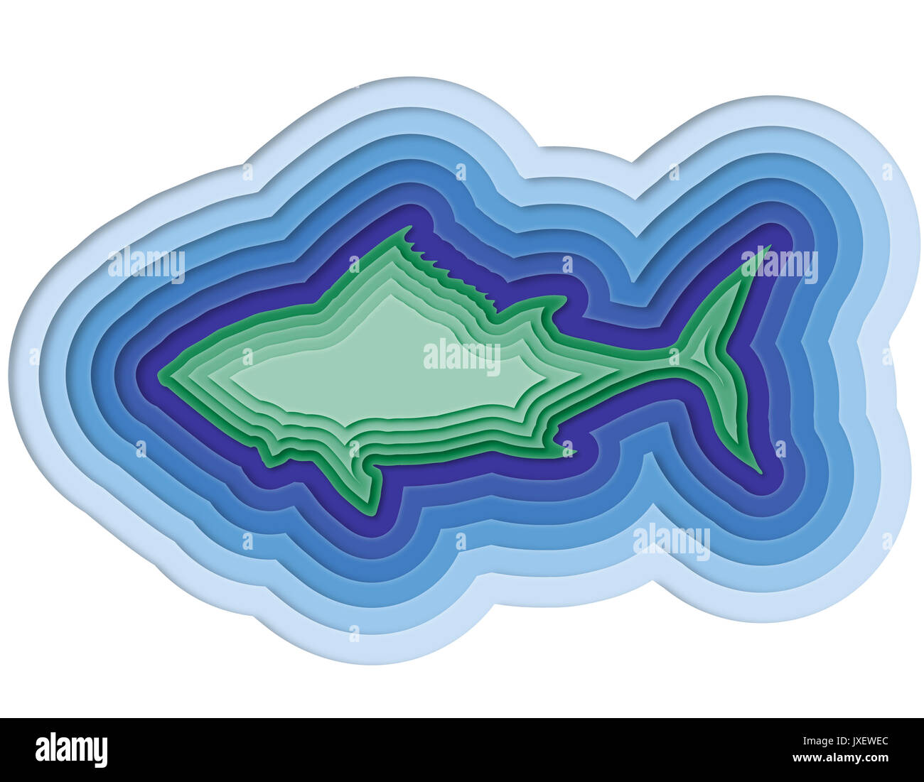 illustration of a layered fish in the sea Stock Photo - Alamy