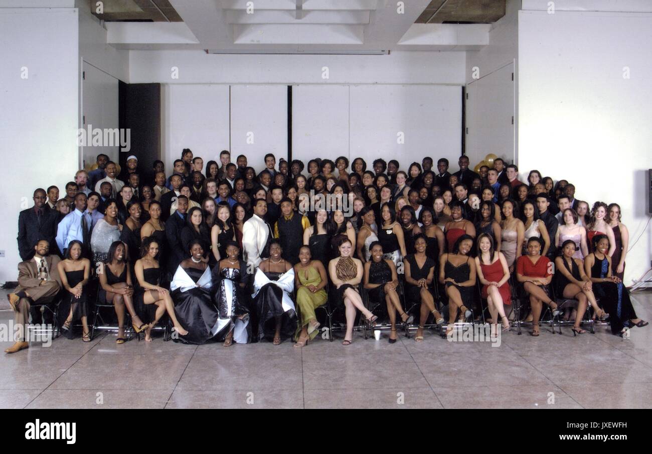 Black Student Union [BSU] Group portrait of the members of the BSU taken during their formal held at the Glass Pavilion, 2004. Stock Photo