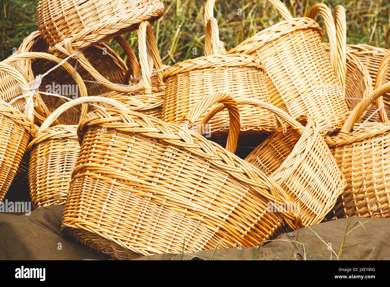 Wicker baskets handmade Stock Photo Alamy