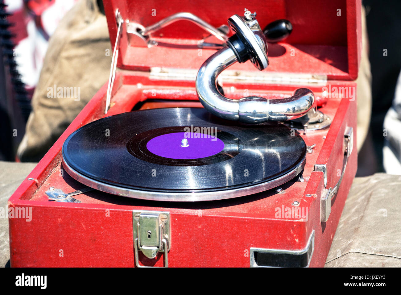 Old Red Gramophone Stock Photo Alamy