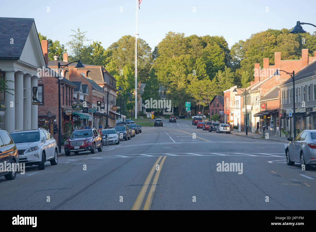 Main Street in the historic town of Concord, Massachusetts. It was one of the scenes of the Battle of Lexington and Concord Stock Photo