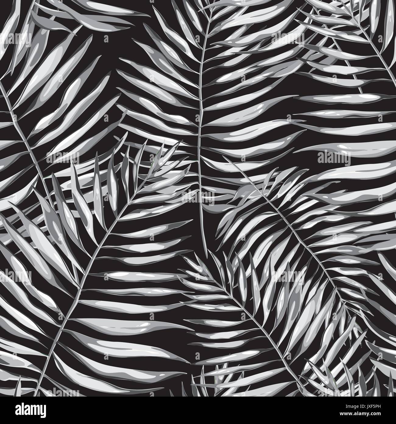 Black And White Tropical Leaves Beautiful Seamless Vector Floral Pattern Background Exotic Print Eps 10 Stock Vector Image Art Alamy