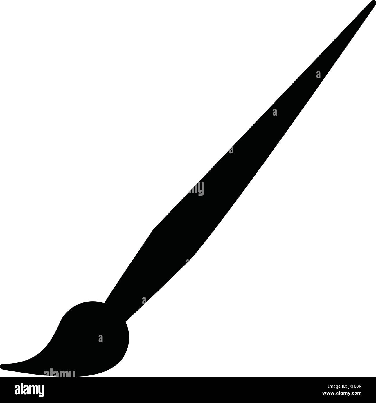 A black and white silhouette of a paintbrush Stock Vector
