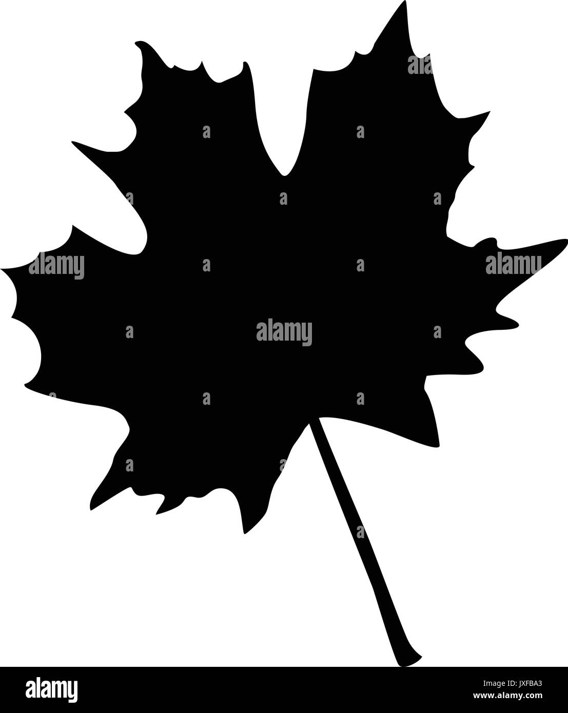 A black and white silhouette of a leaf Stock Vector