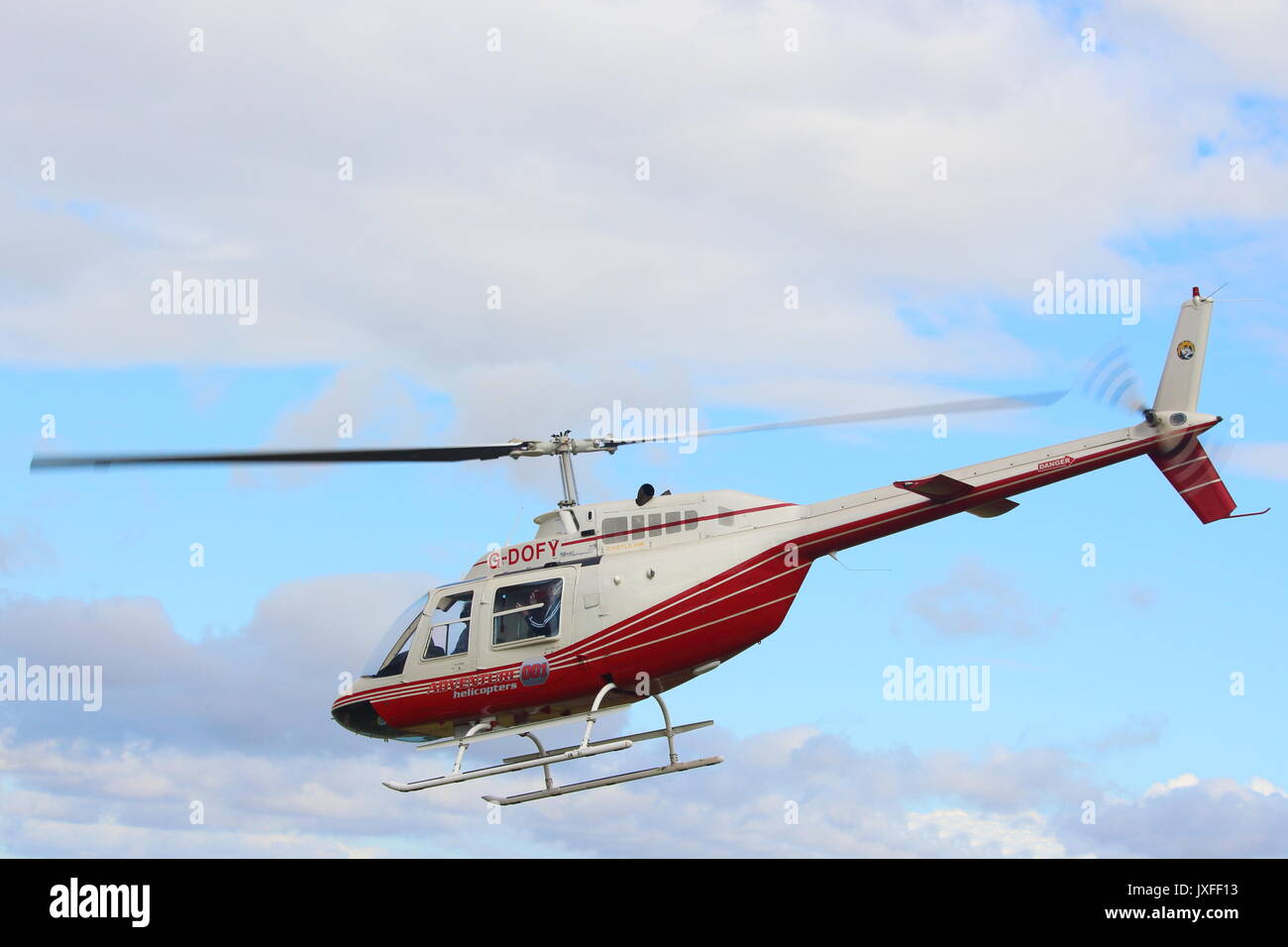 DOFY Bell Jet Ranger 206 Helicopter once owned by the Duchess of York, Sarah Ferguson. Stock Photo