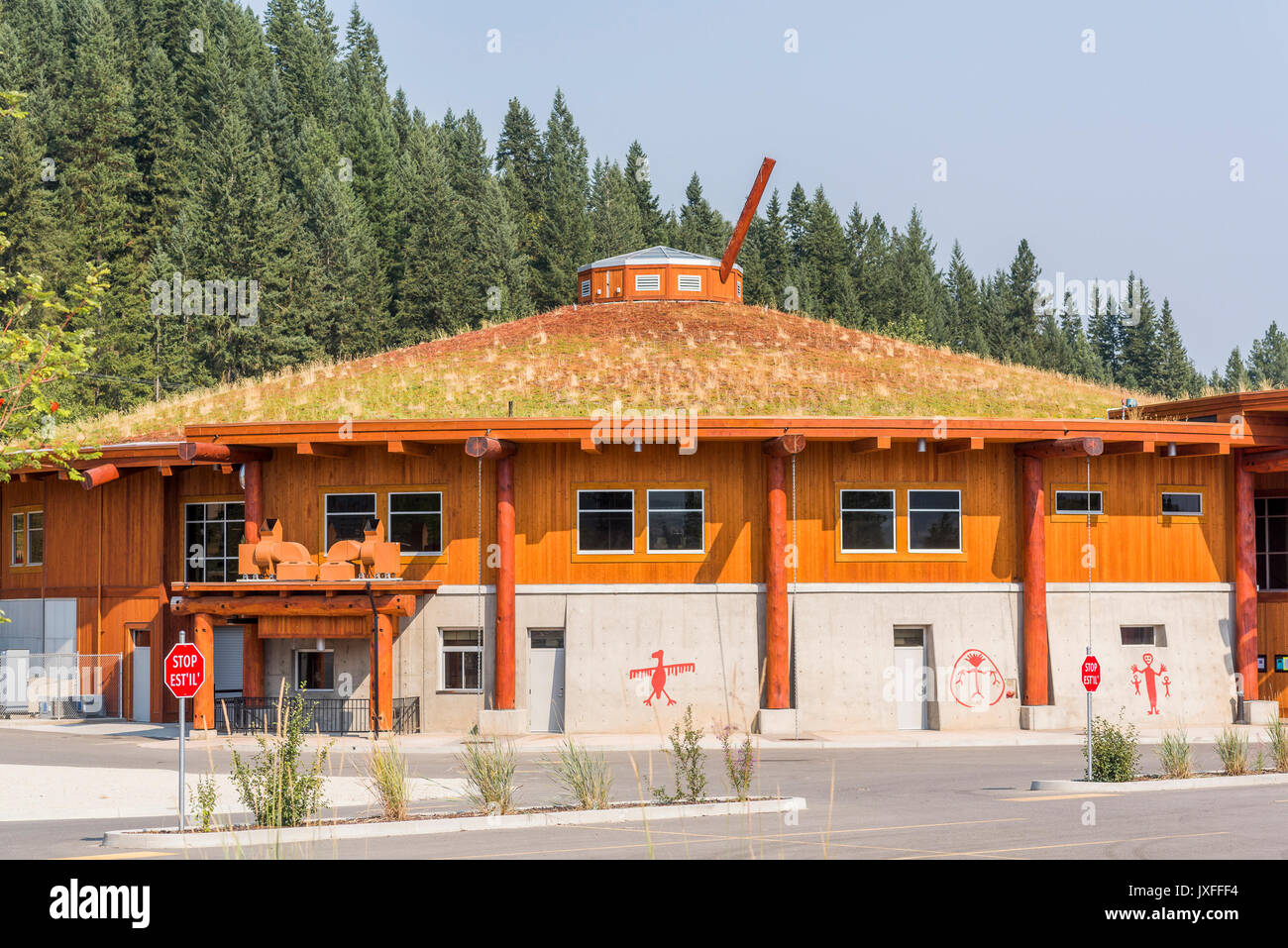 Shuswap Nation, Splatsin Community Centre, Enderby, Okanagan Valley, British Columbia, Canada Stock Photo