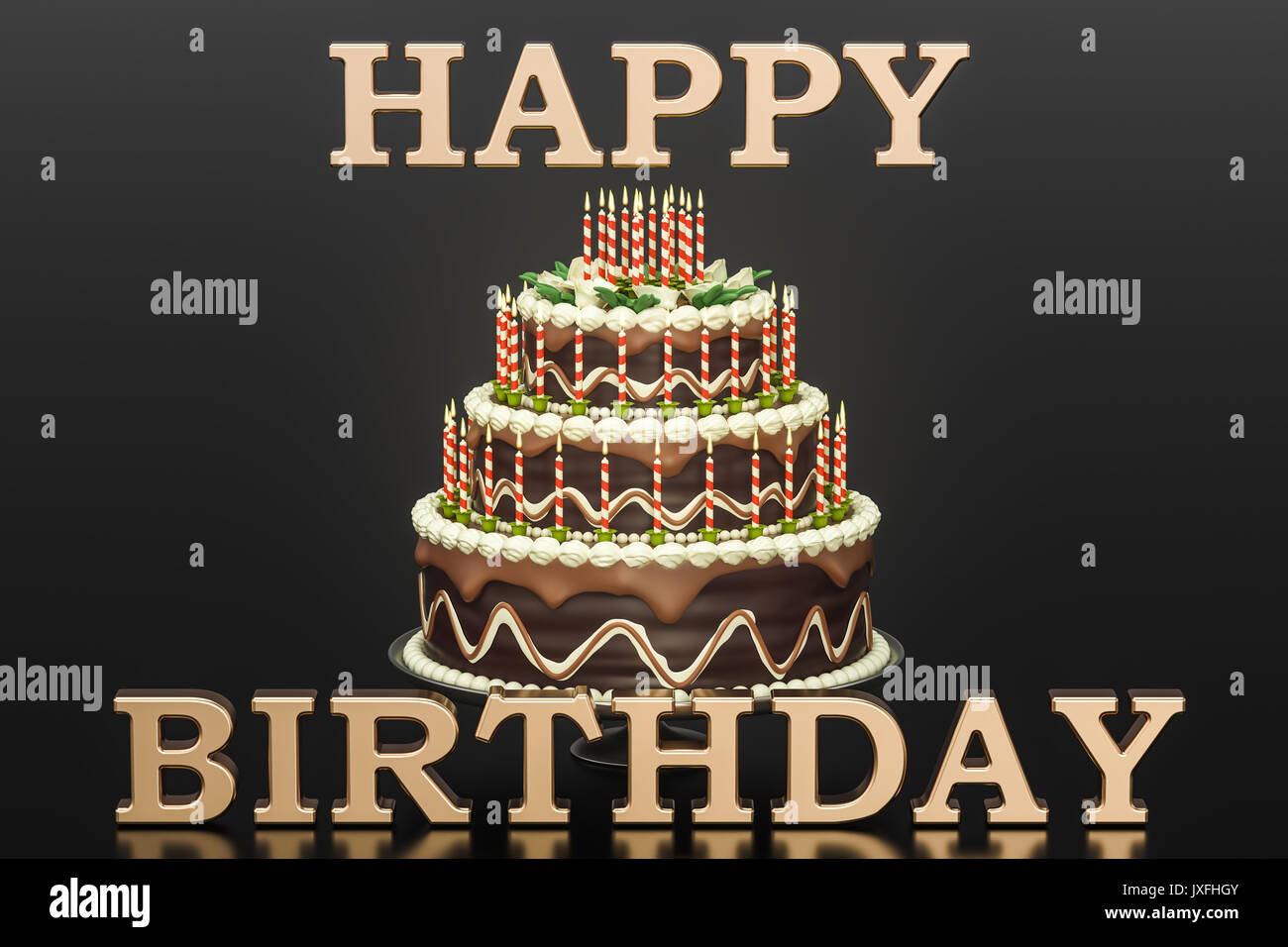Chocolate Birthday Cake 3D Illustration 12986913 PNG