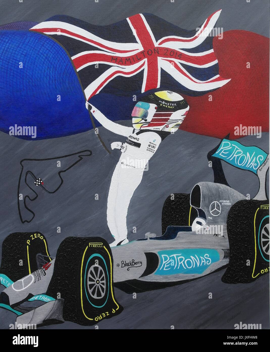 Victory - Lewis Hamilton Stock Photo