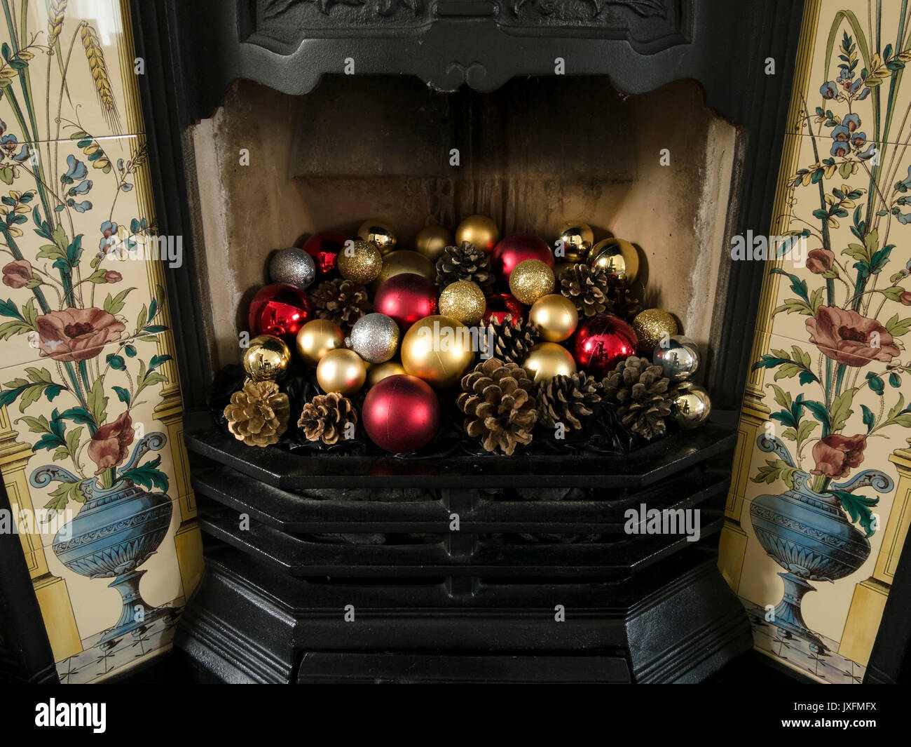 Pretty Victorian Style Cast Iron Fireplace And Grate Decorated