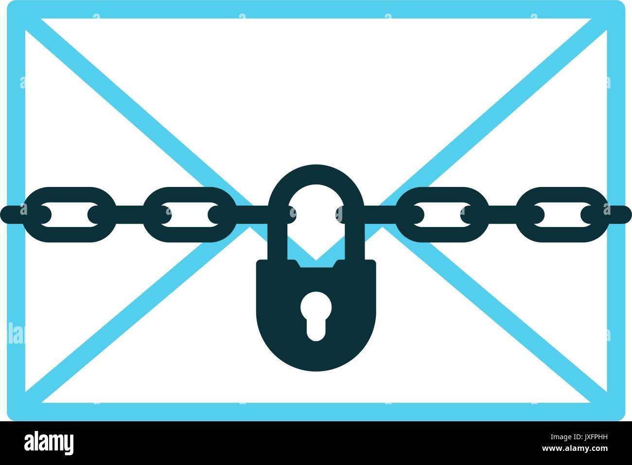 Confidential mail concept - icon of padlock with chain protects letter, vector illustration Stock Vector