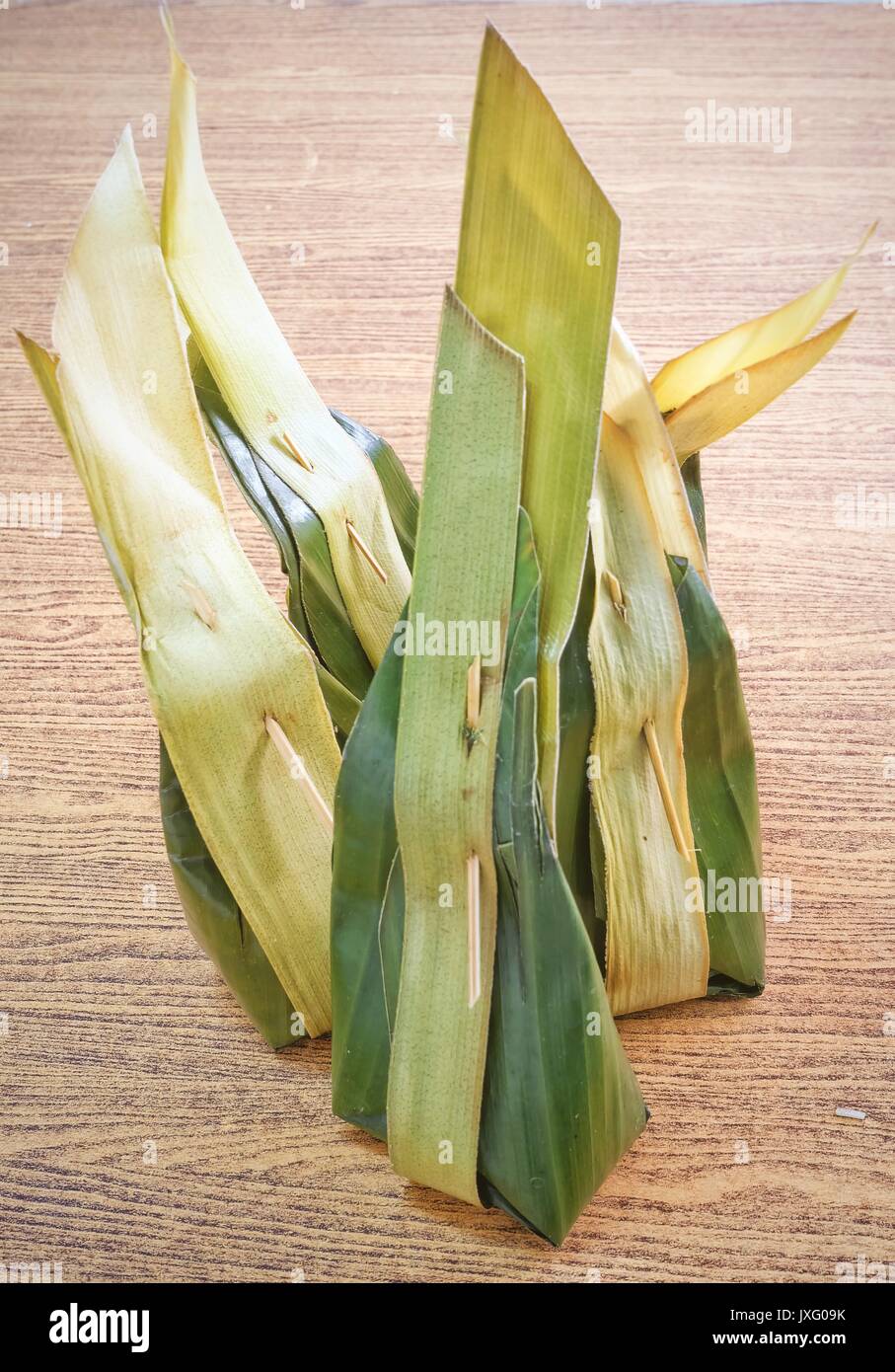 Thai Traditional Dessert, Thai Sweet Food Wrapped in Banana Leaf