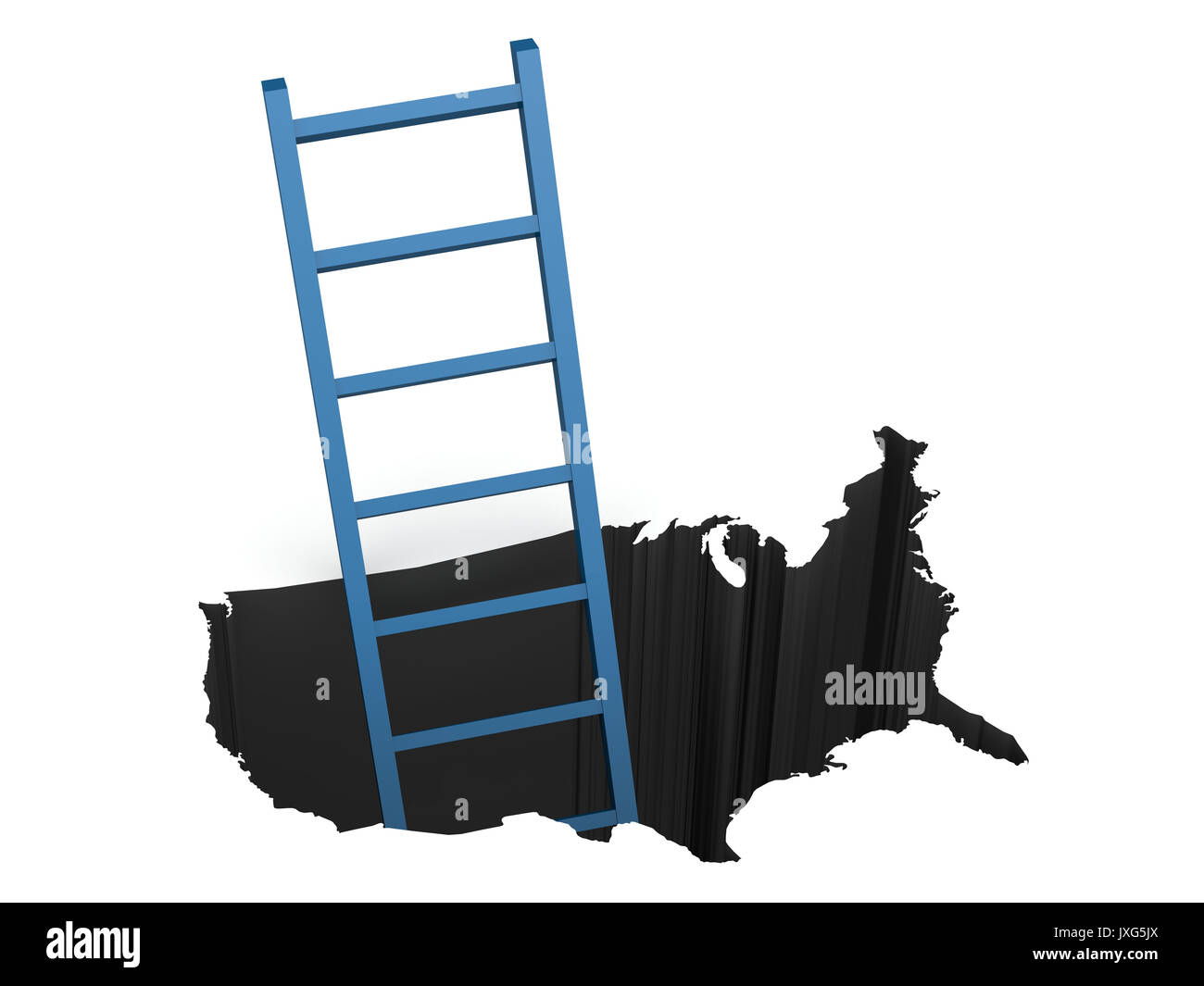 Blue ladder out of USA map, 3D rendering Stock Photo