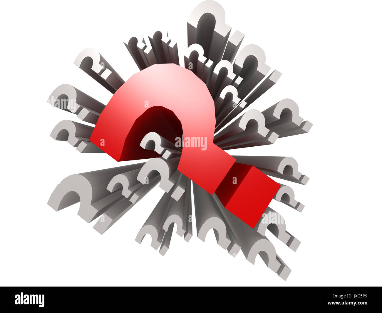 Red question mark on white background, 3D rendering Stock Photo