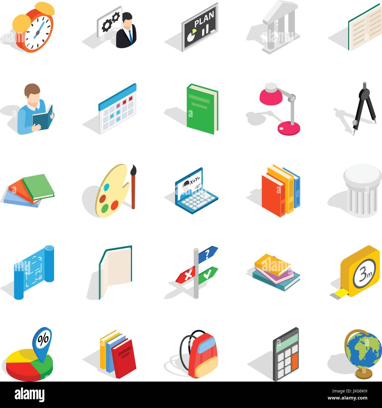 Teacher icons set, isometric style Stock Vector
