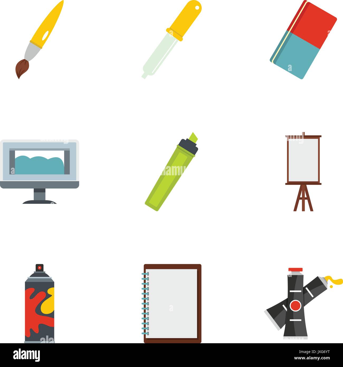 Art school icons set, flat style Stock Vector Image & Art - Alamy