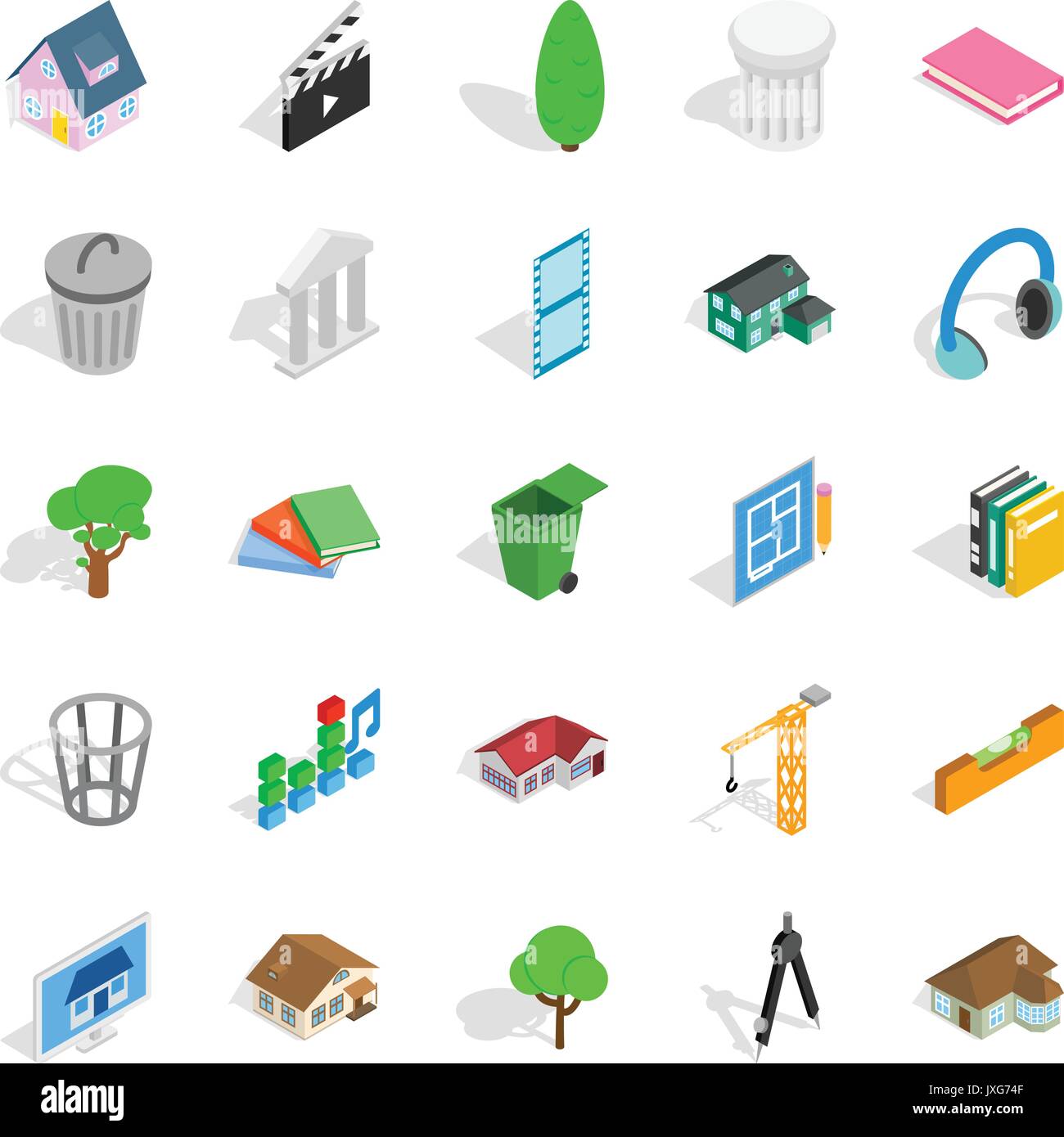 Excellent house icons set, isometric style Stock Vector