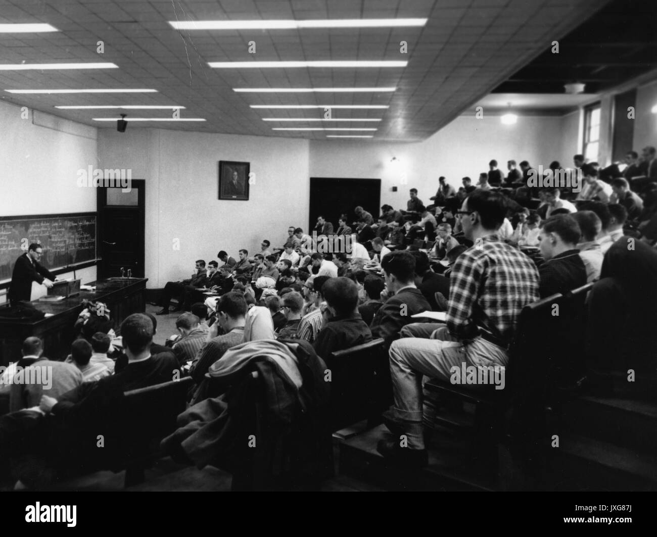 Classes, Gilman Hall Candid shot taken during an academic lecture in Gilman Hall, 1960. Stock Photo