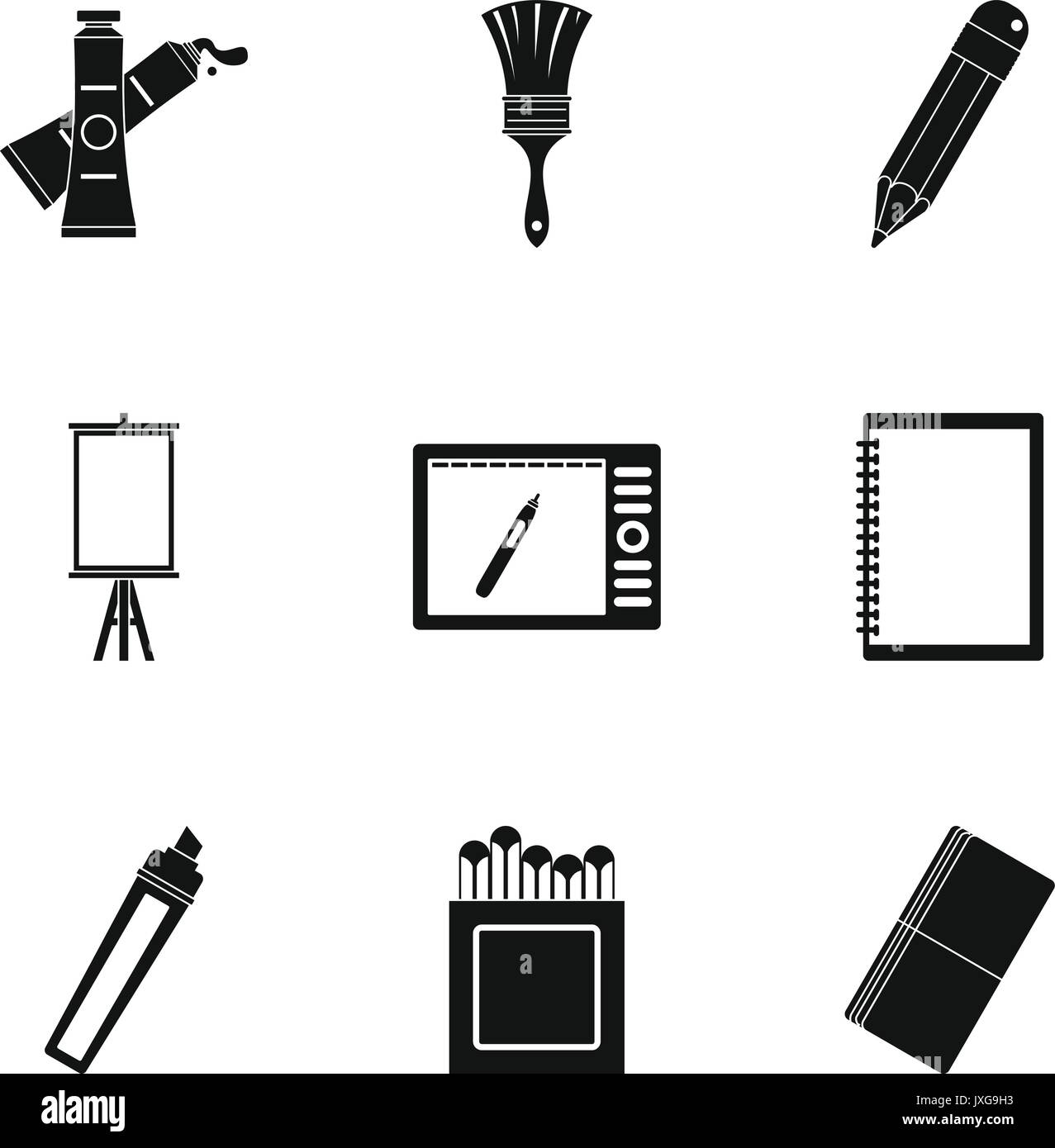 Designer equipment icons set, simple style Stock Vector