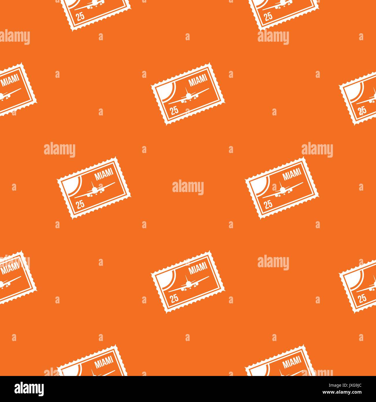 Stamp with plane and text Miami inside pattern seamless Stock Vector