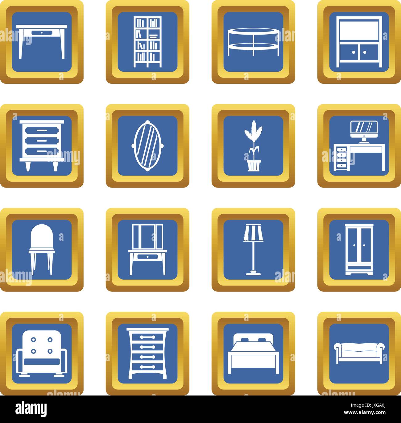 Furniture icons set blue Stock Vector Image & Art Alamy