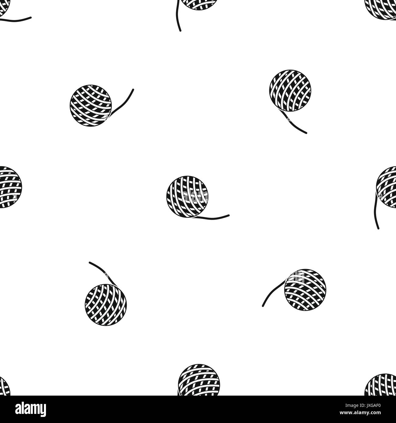 Yarn ball toy for cat pattern seamless black Stock Vector