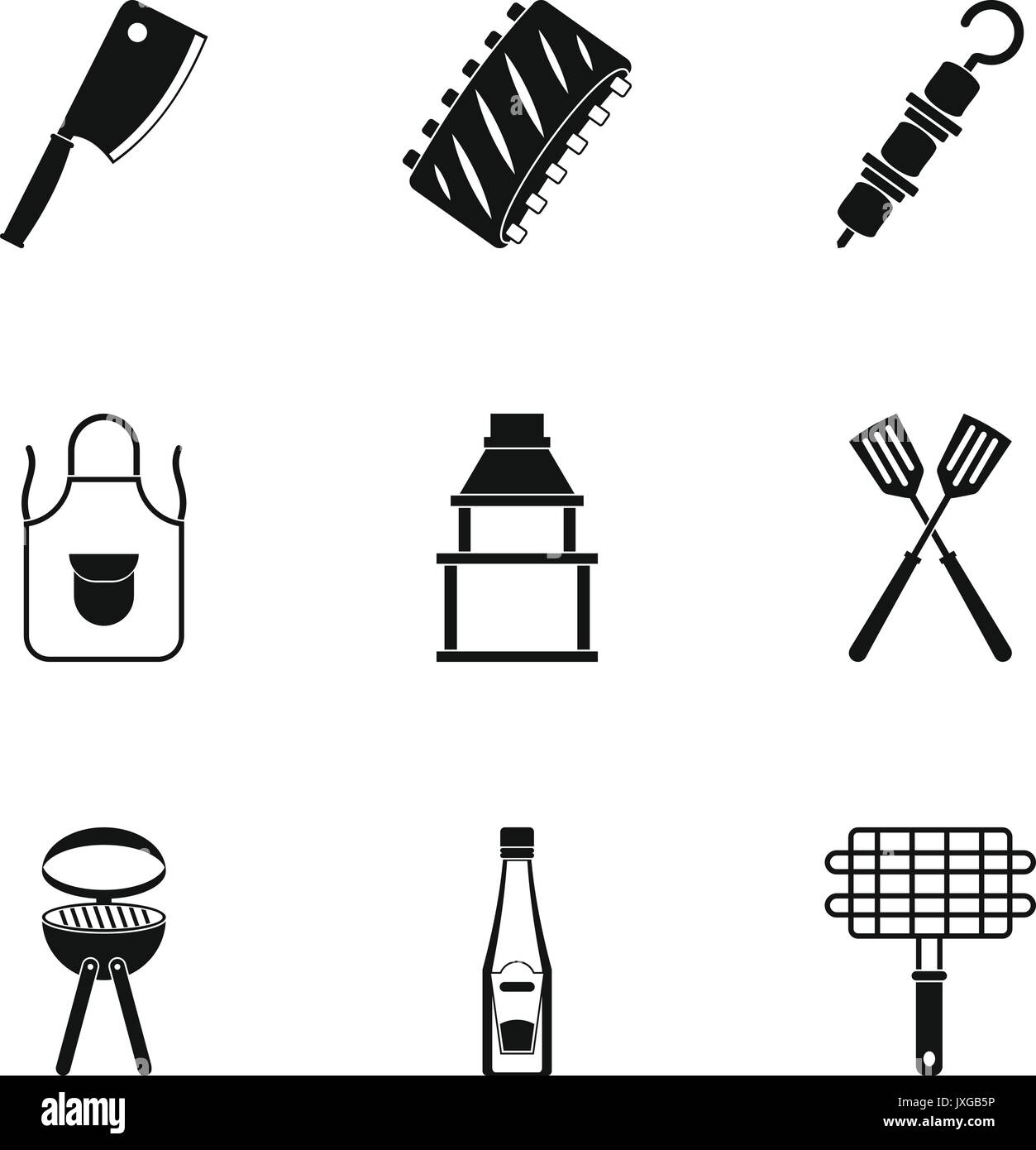 Barbecue equipment icons set, simple style Stock Vector Image & Art - Alamy