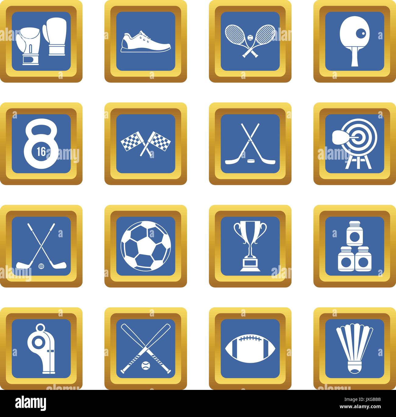 Sport equipment icons set blue Stock Vector Image & Art - Alamy