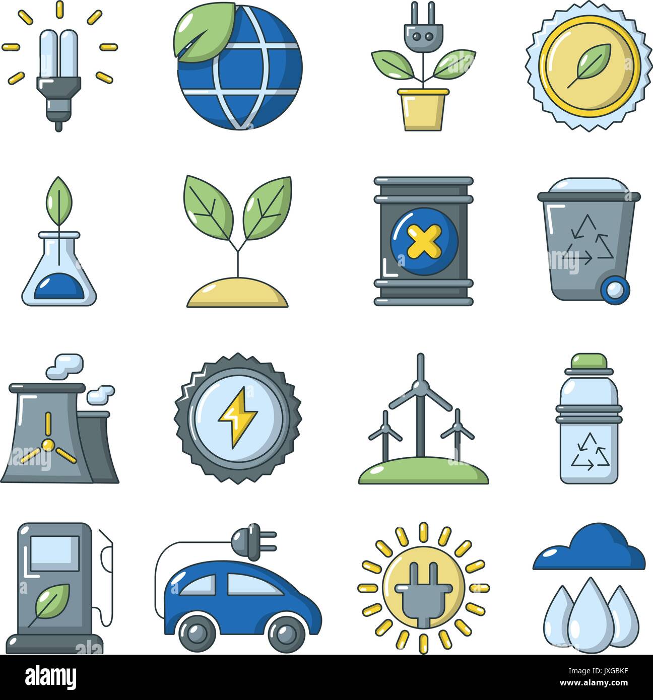Ecology icons set, cartoon style Stock Vector Image & Art - Alamy