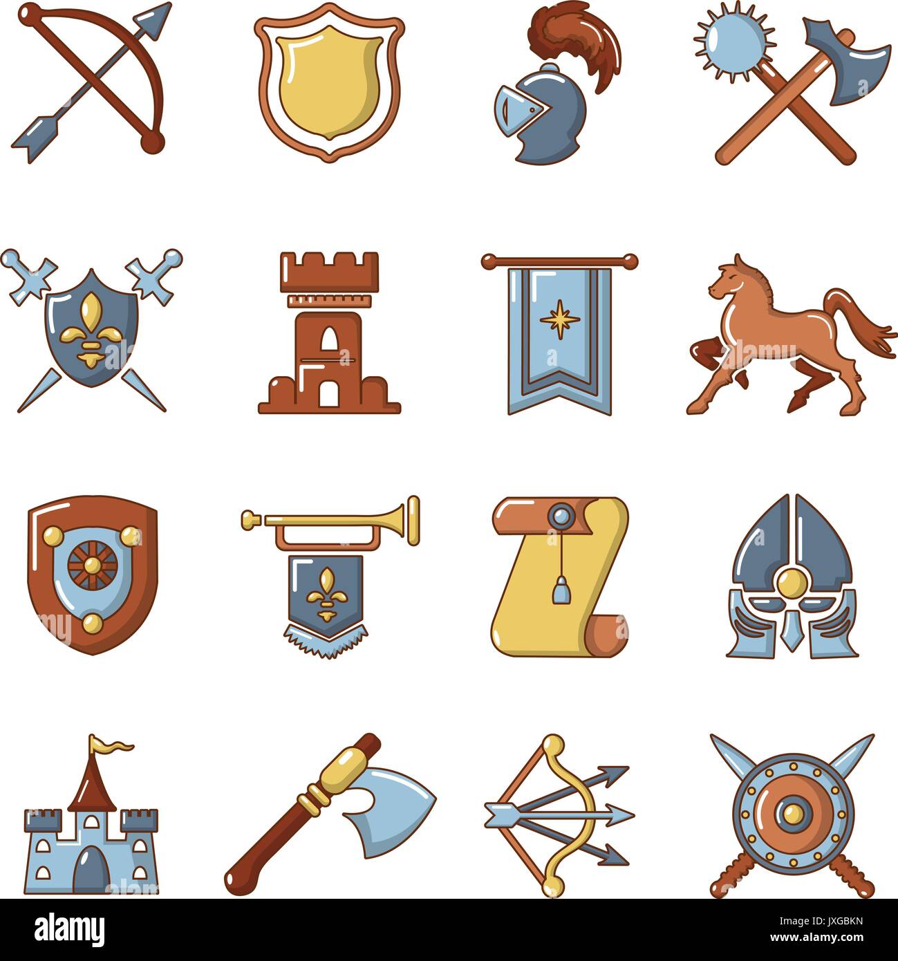 Knight medieval icons set, cartoon style Stock Vector Image & Art - Alamy