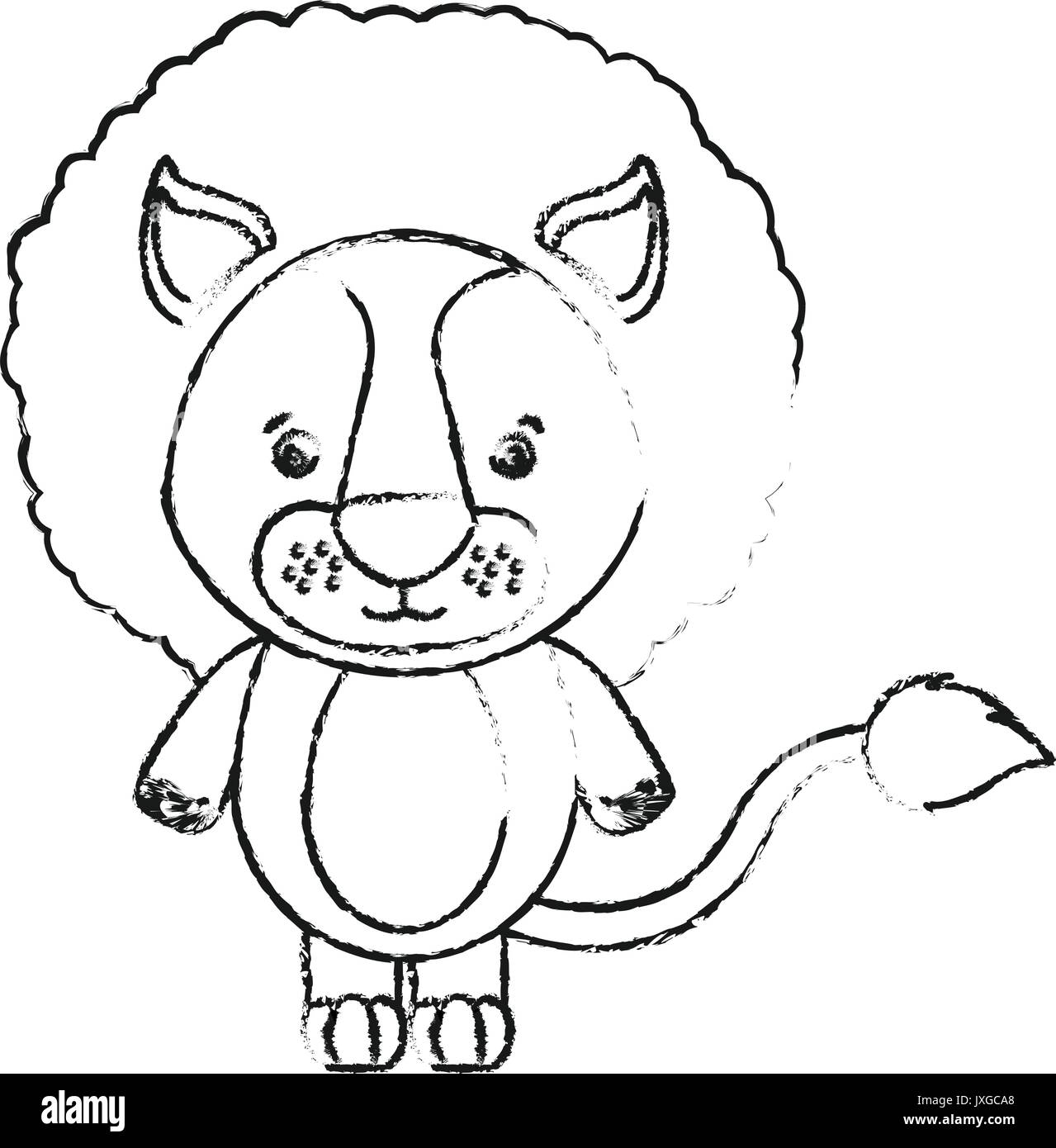 blurred silhouette caricature cute lion animal Stock Vector Image & Art ...