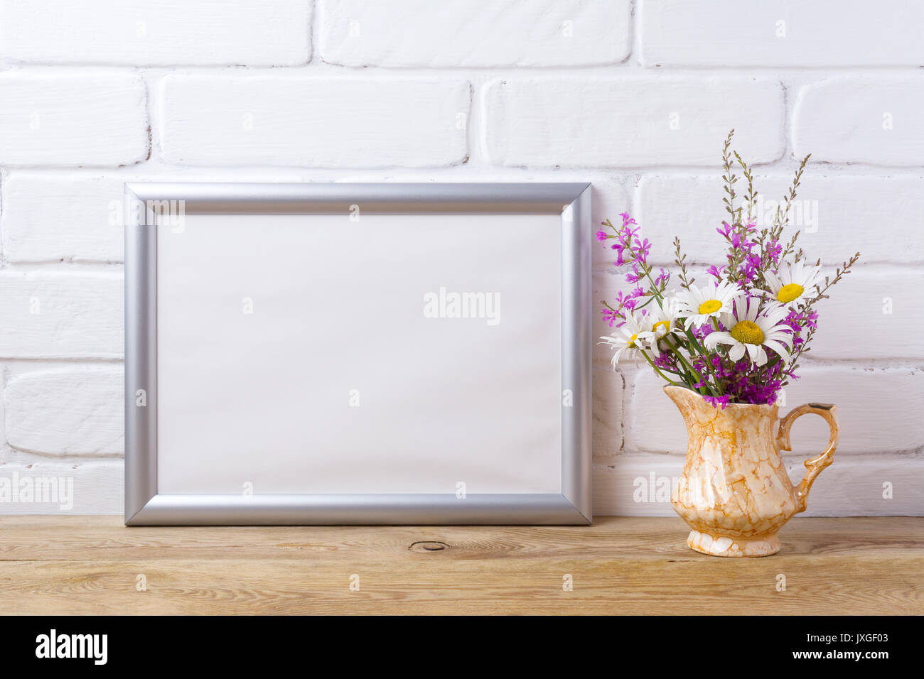 Download Silver Landscape Frame Mockup With White Chamomile And Purple Field Stock Photo Alamy Yellowimages Mockups