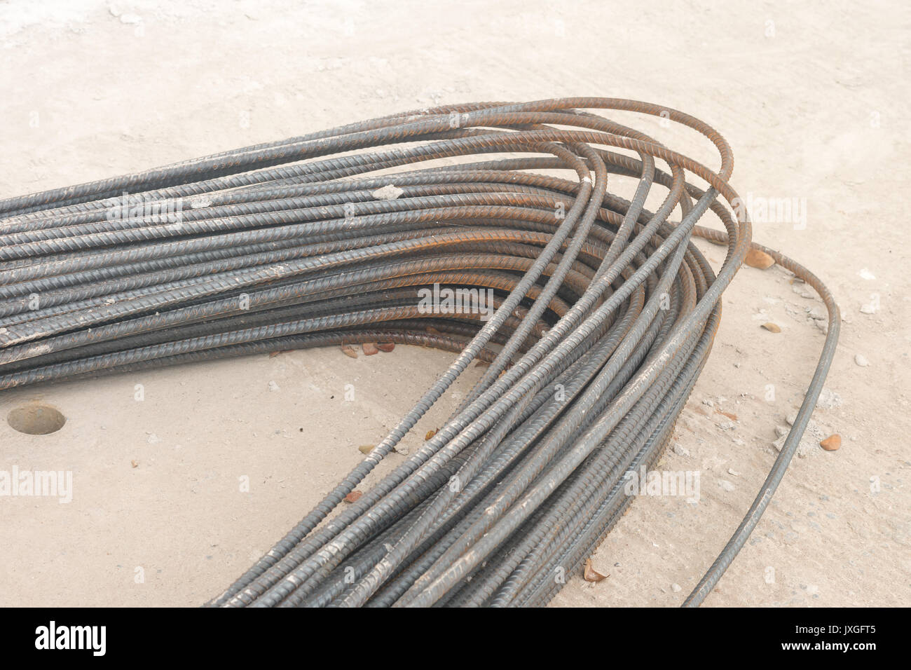 Rebar steel bars, reinforcement concrete bars with wire rod used in foundation of construction