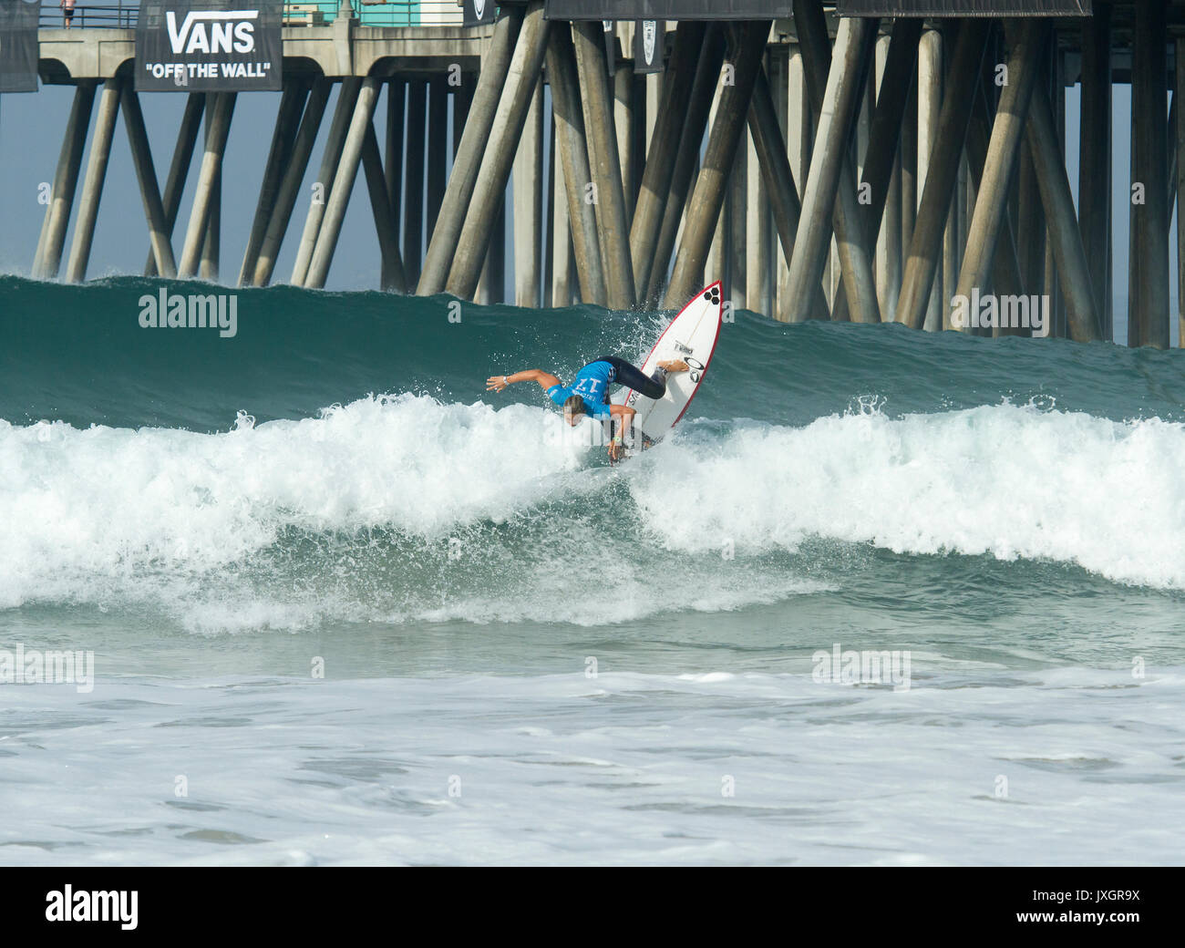 Pro surfer, Sage Erickson of the USA- the 2017 US Open Champion at Huntington Beach, California, USA. Stock Photo
