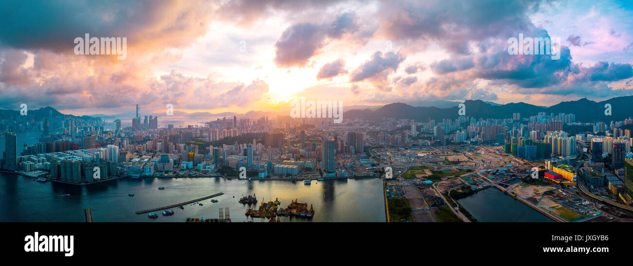 Panorama Aerial view of Hong Kong City Stock Photo - Alamy