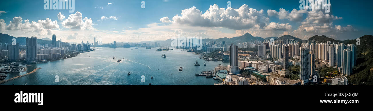 Panorama Aerial view of Hong Kong City Stock Photo - Alamy