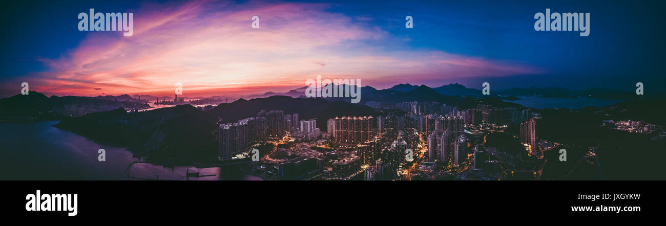 Panorama Aerial view of Hong Kong City Stock Photo - Alamy