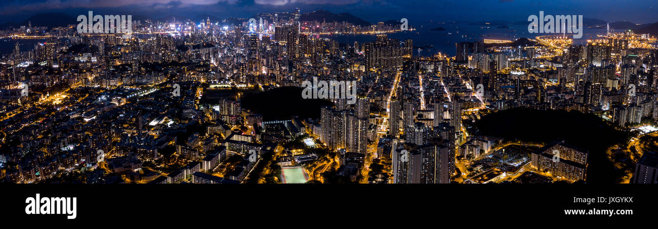 Panorama Aerial view of Hong Kong City Stock Photo - Alamy