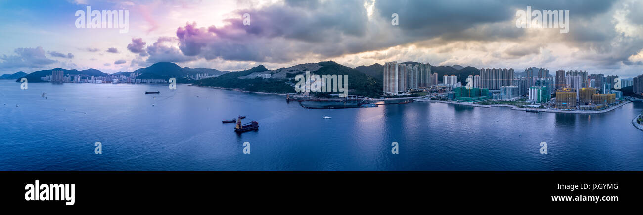 Panorama Aerial view of Hong Kong City Stock Photo - Alamy